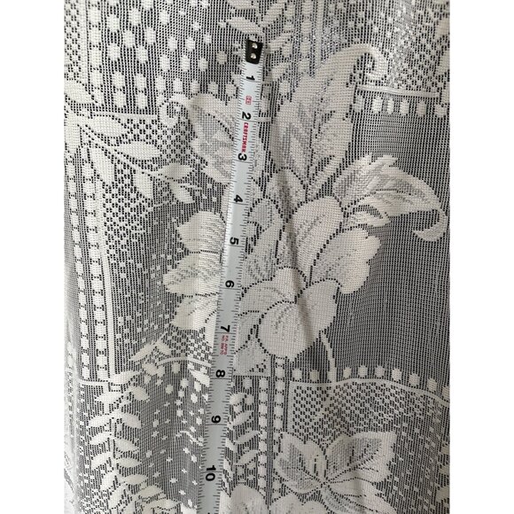 Lace Curtain Panel with Attached Valance 64" W x 92" L Cream Floral Pattern Poly - Picture 7 of 7